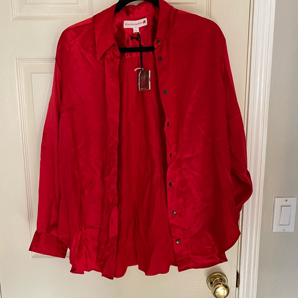 Red silk shirt